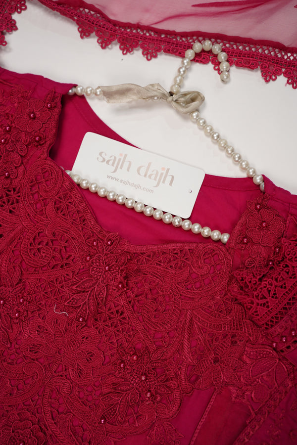 Maria B Inspired-Luxury Embroidered  cotton Lawn Outfit with Organza Dupatta - Ready to Wear PD073