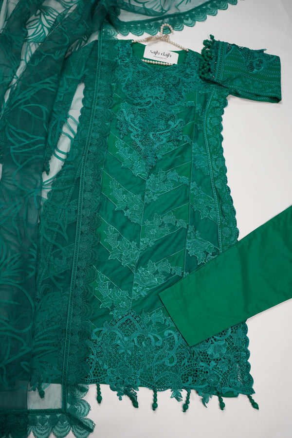 Maria B Inspired-Luxury Embroidered  cotton Lawn Outfit with Organza Dupatta - Ready to Wear  PD071