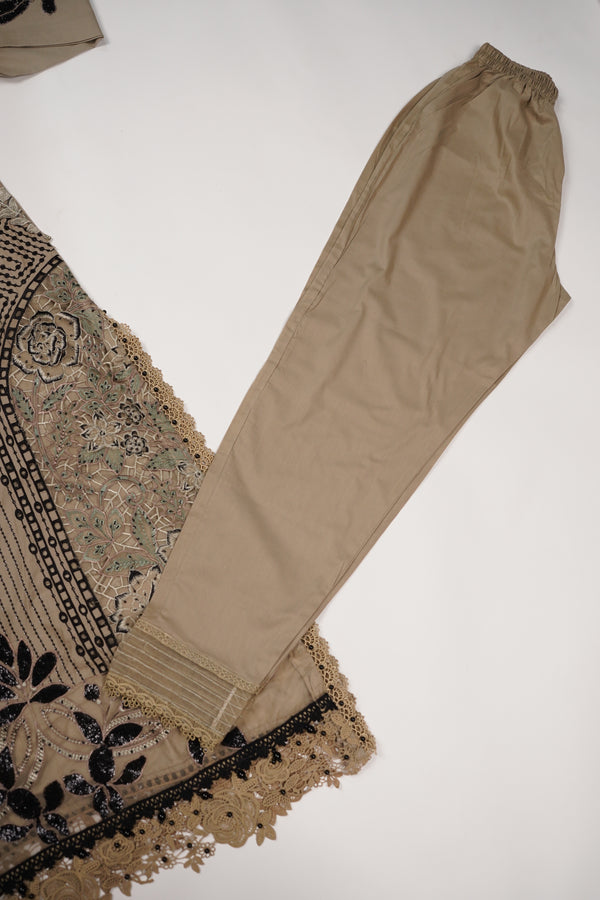 Maria B Inspired-Luxury Embroidered  cotton Lawn Outfit with Organza Dupatta - Ready to Wear PD074