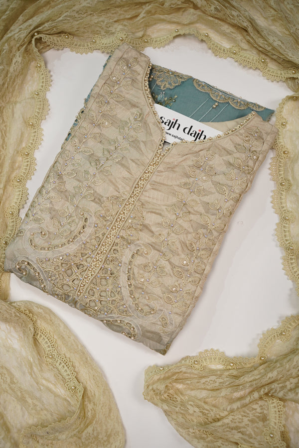 Maria B Inspired-Luxury Embroidered  cotton Lawn Outfit with Organza Dupatta - Ready to Wear  PD070