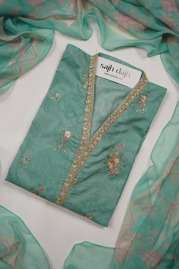 Bin Saeed Originals - Lawn Outfit with Chiffon Dupatta - Ready to wear PD076