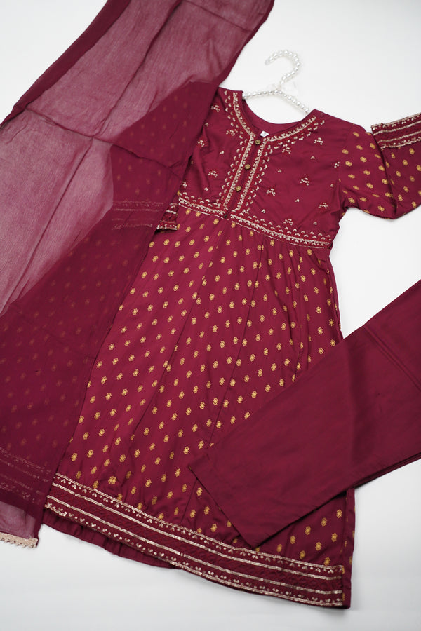 پیاری بیٹی - Kids Festive Collection Outfit with Trouser and Dupatta - Ready to Wear