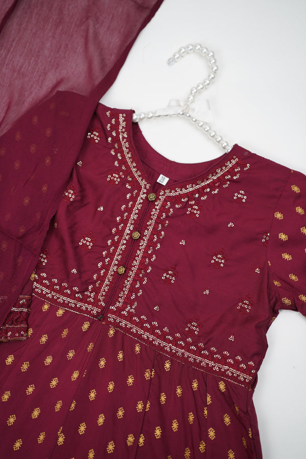 پیاری بیٹی - Kids Festive Collection Outfit with Trouser and Dupatta - Ready to Wear