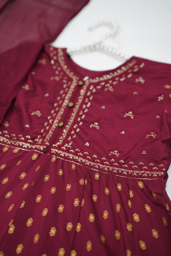 پیاری بیٹی - Kids Festive Collection Outfit with Trouser and Dupatta - Ready to Wear