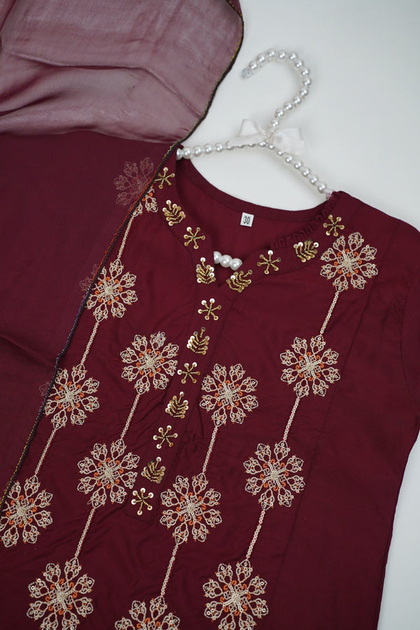 پیاری بیٹی - Kids Festive Collection Outfit with Trouser and Dupatta - Ready to Wear