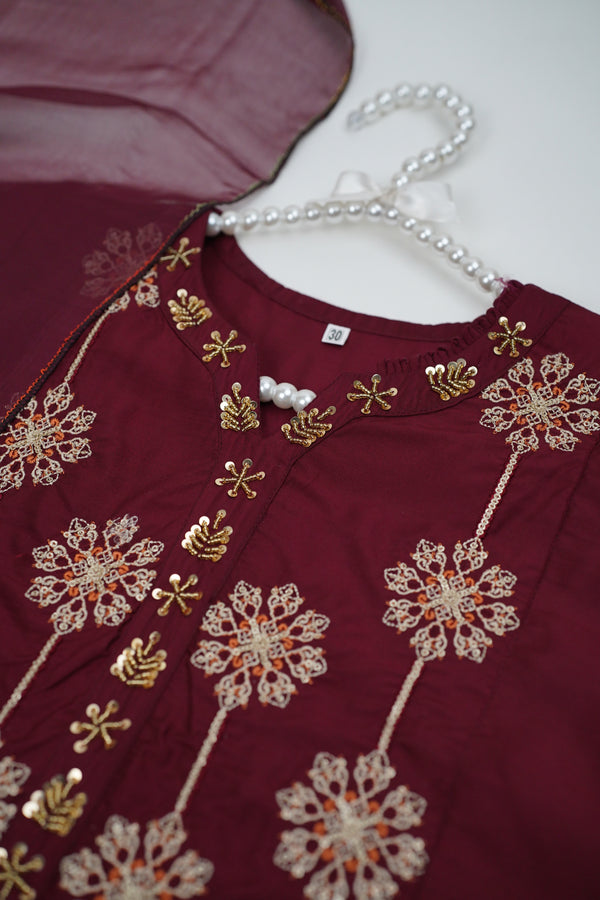 پیاری بیٹی - Kids Festive Collection Outfit with Trouser and Dupatta - Ready to Wear