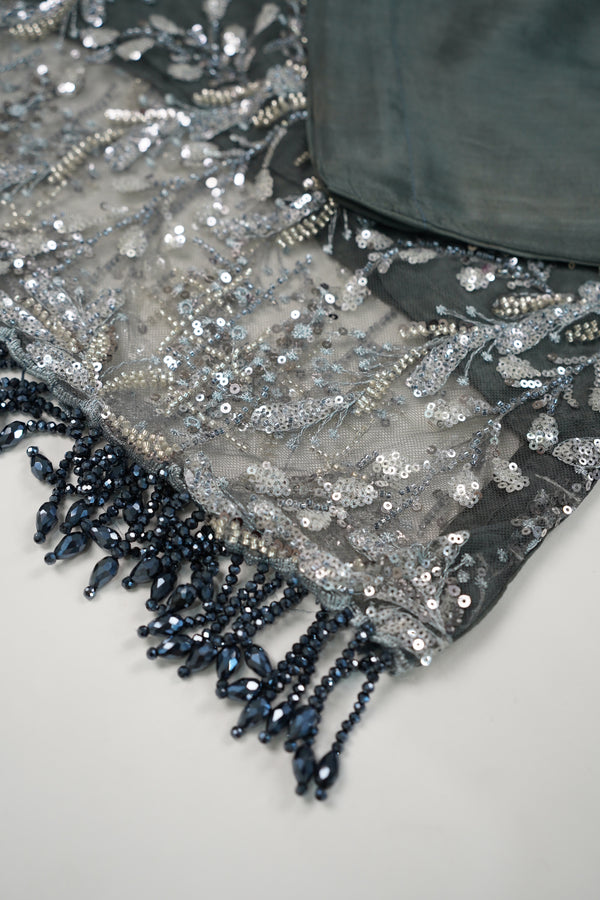 Luxury Formals - Kat Dana Heavily Embroidered Net (Long Shirts) - Ready to Wear - V1 - D10