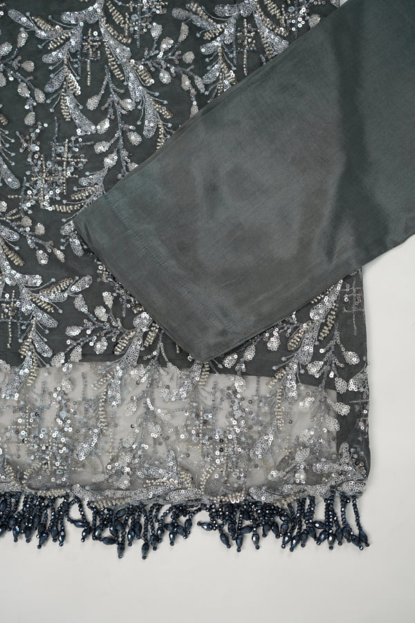 Luxury Formals - Kat Dana Heavily Embroidered Net (Long Shirts) - Ready to Wear - V1 - D10