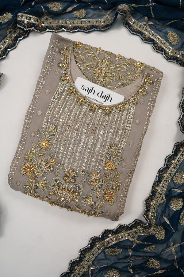 Husan e Jahan - Luxury Chiffon Outfit with Chiffon Dupatta - Ready to Wear - HEJ-V3-D9