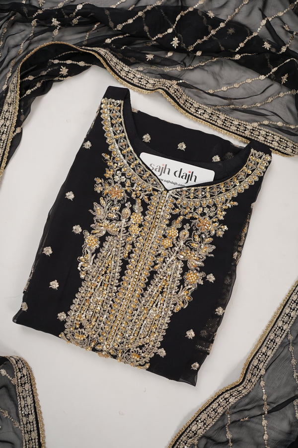 Husan e Jahan - Luxury Chiffon Outfit with Chiffon Dupatta - Ready to Wear - HEJ-V3-D10