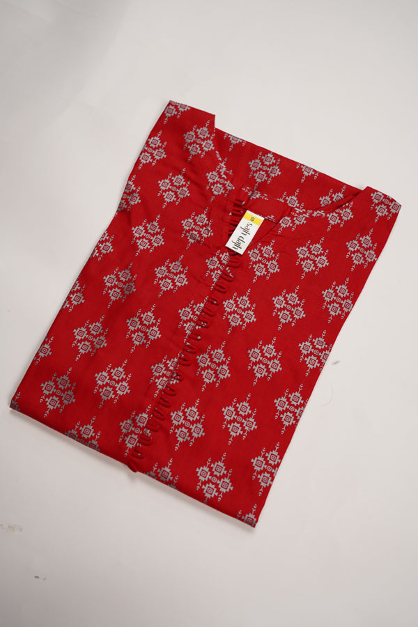 Rozi - Printed  cotton  Outfit - Ready to Wear PD121 red