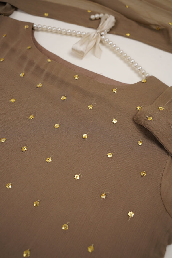 Sajh Dajh Husan e Jahan - Luxury Chiffon Suit with Chiffon Dupatta and Gharara - Ready to Wear