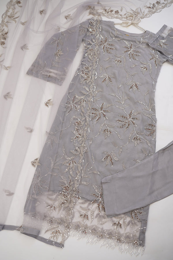Sajh Dajh Luxury Formals - Kat Dana Heavily Embroidered Net (Long Shirts) - Ready to Wear - V1 - D2