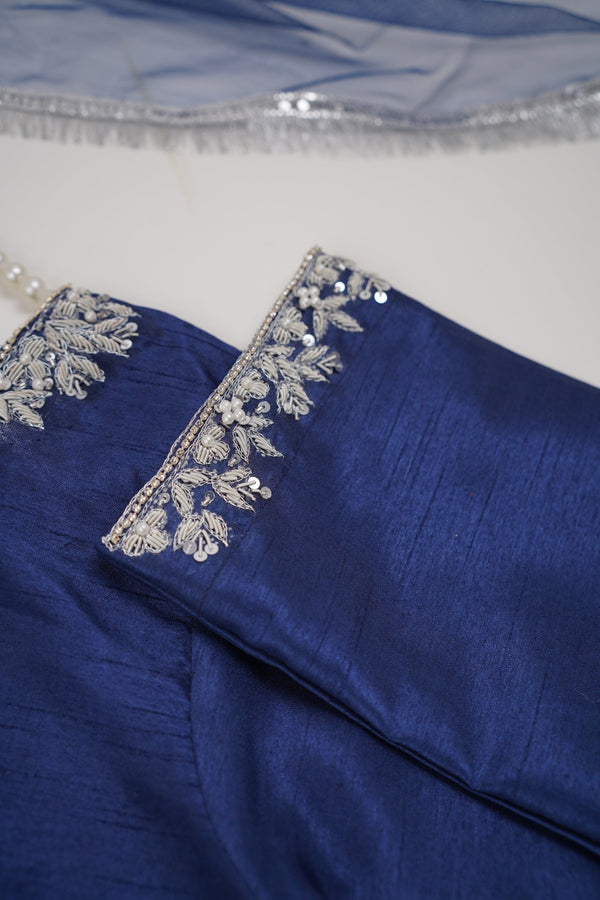 Sajh Dajh Rozi - Luxury Raw Silk Hand Embroidered Outfit with Net Dupatta