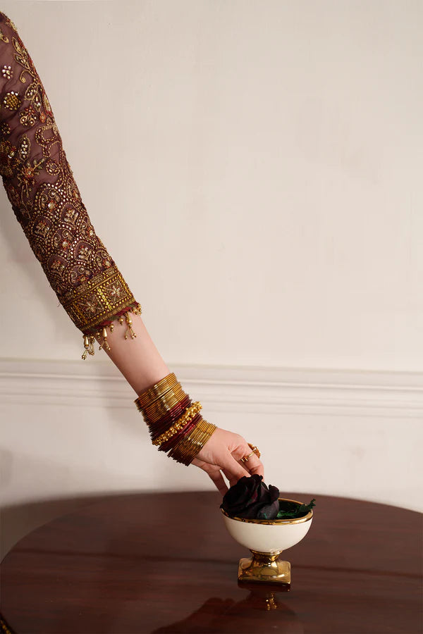 PRE ORDER - Baroque By SajhDajh - Royal Bemberg Embroidered Chiffon Outfit with Net Dupatta - Ready to Wear