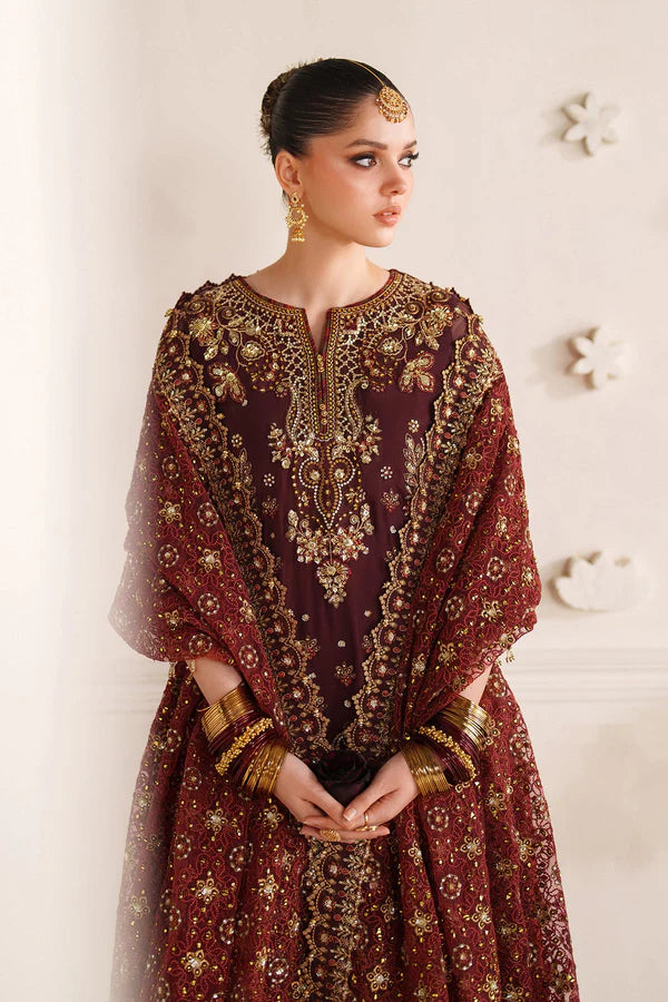 PRE ORDER - Baroque By SajhDajh - Royal Bemberg Embroidered Chiffon Outfit with Net Dupatta - Ready to Wear