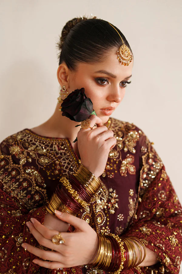 PRE ORDER - Baroque By SajhDajh - Royal Bemberg Embroidered Chiffon Outfit with Net Dupatta - Ready to Wear