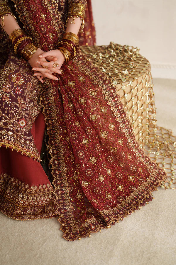 PRE ORDER - Baroque By SajhDajh - Royal Bemberg Embroidered Chiffon Outfit with Net Dupatta - Ready to Wear