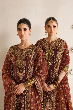 Baroque By SajhDajh - Royal Bemberg Embroidered Chiffon Outfit with Net Dupatta - Ready to Wear