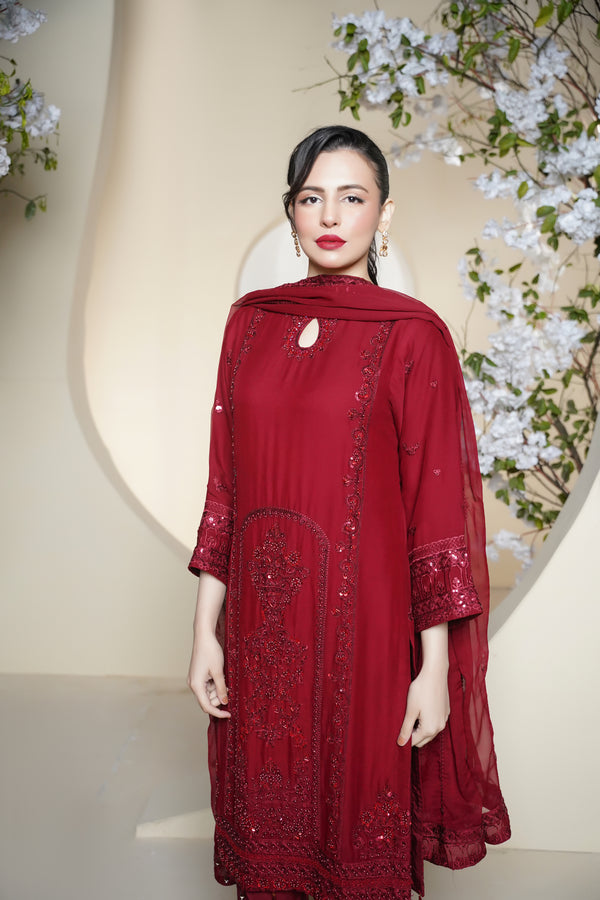 Husan e Jahan - Luxury Chiffon Outfit with Chiffon Dupatta - Ready to Wear - V2 - Eid25 - 02 - HEJREDV202