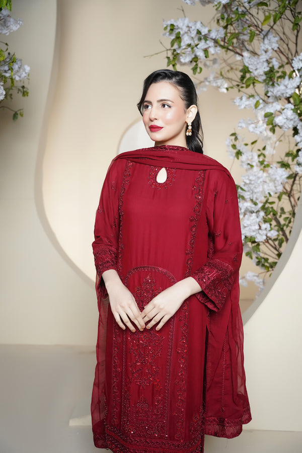 Husan e Jahan - Luxury Chiffon Outfit with Chiffon Dupatta - Ready to Wear - V2 - Eid25 - 02 - HEJREDV202