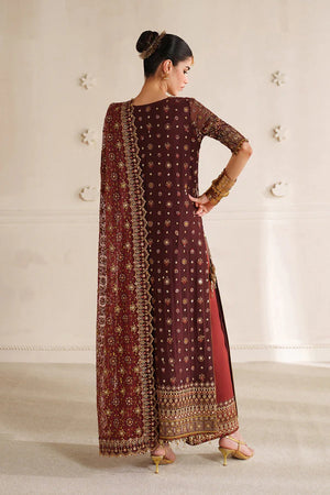 Baroque By SajhDajh - Royal Bemberg Embroidered Chiffon Outfit with Net Dupatta - Ready to Wear
