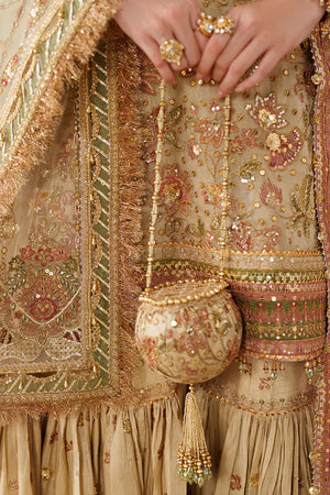 Baroque By SajhDajh - Zari Net   Embroidered Outfit with Net Dupatta - Ready to Wear SD425