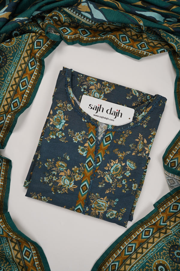 Bin Saeed Originals - Khaddar Outfit with Khaddar Dupatta - Warm Fabric