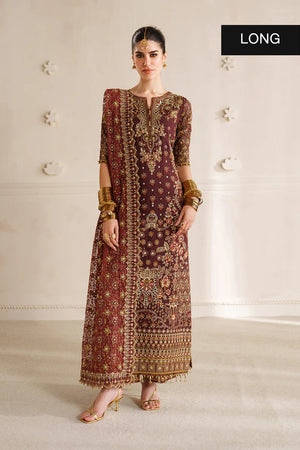 Baroque By SajhDajh - Royal Bemberg Embroidered Chiffon Outfit with Net Dupatta - Ready to Wear
