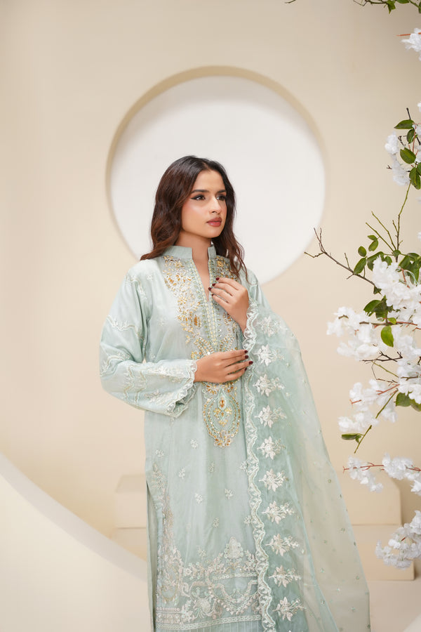 Tehwar - Luxury Organza Outfit - Festive Collection - Ready to Wear - Eid25 - TehV6D6