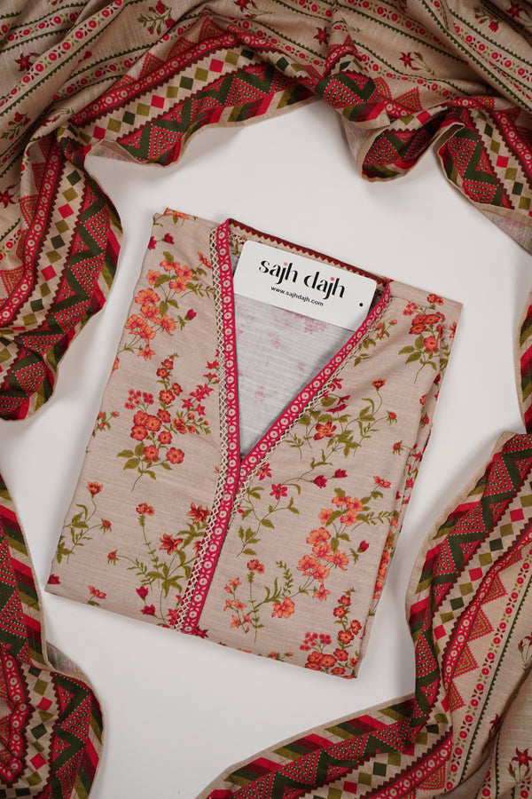 Bin Saeed Originals - Khaddar Outfit with Khaddar Dupatta - Warm Fabric