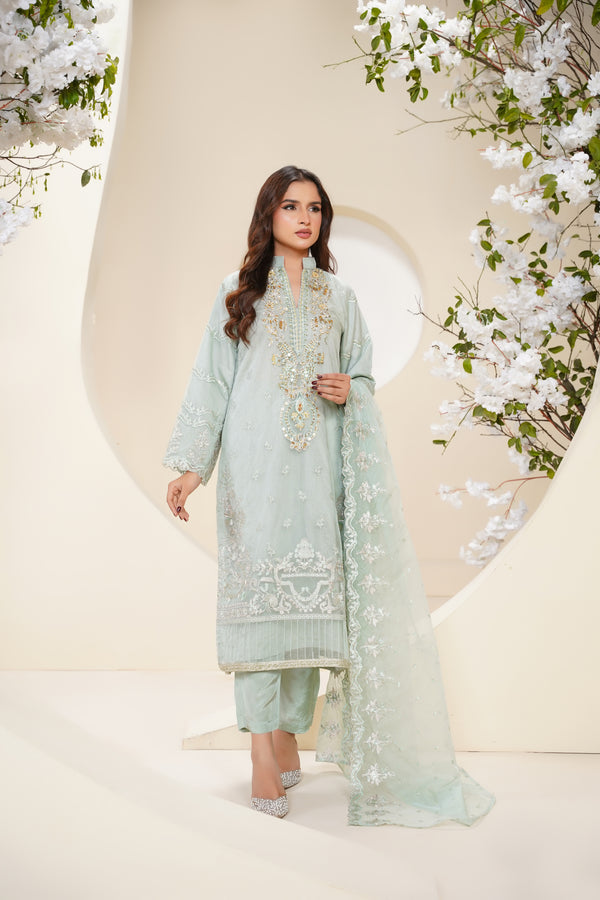 Tehwar - Luxury Organza Outfit - Festive Collection - Ready to Wear - Eid25 - TehV6D6