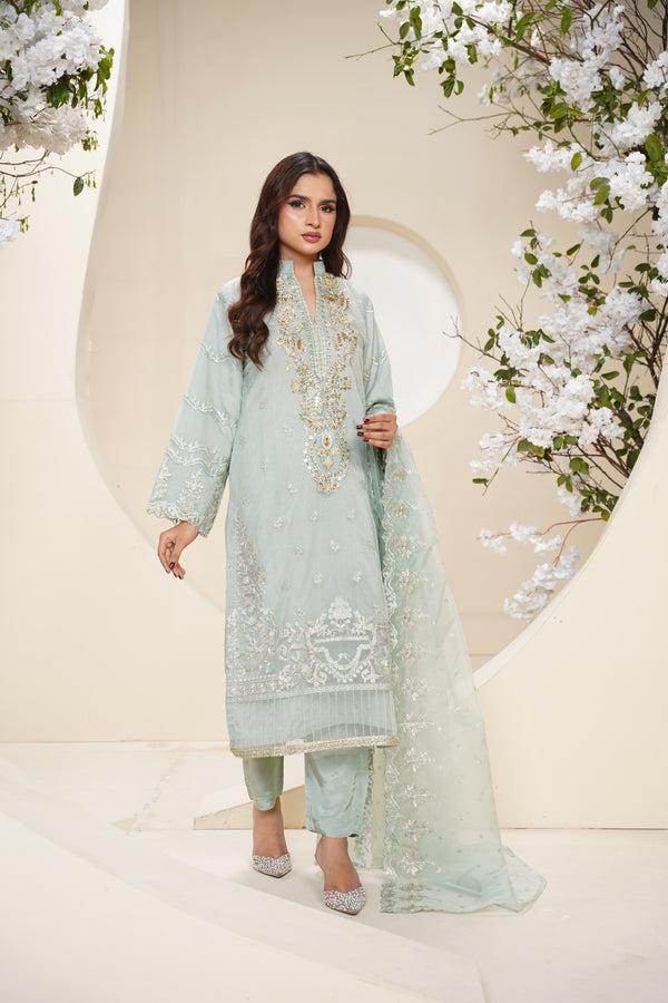 Tehwar - Luxury Organza Outfit - Festive Collection - Ready to Wear - Eid25 - TehV6D6