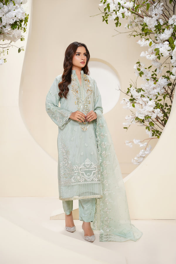 Tehwar - Luxury Organza Outfit - Festive Collection - Ready to Wear - Eid25 - TehV6D6