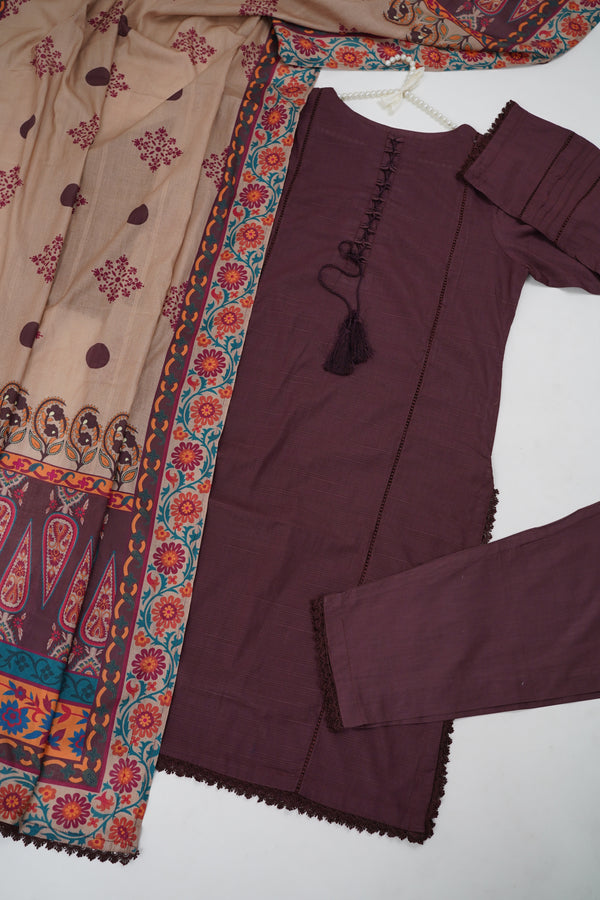 Rozi - Embroidered Lawn Outfit with Lawn Dupatta - Ready to Wear