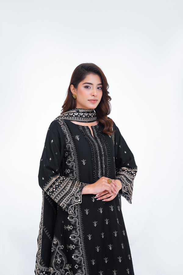 Husan e Jahan - Luxury Chiffon Outfit with Chiffon Dupatta and Plazzo - Ready to Wear - V1 - Eid25 - 01