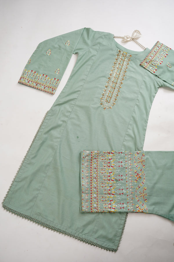 Rozi - Premium Embroidered Cotton Lawn Shirt with Trouser- Ready to Wear