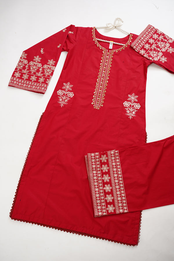 Rozi - Premium Embroidered Cotton Lawn Shirt with Trouser- Ready to Wear