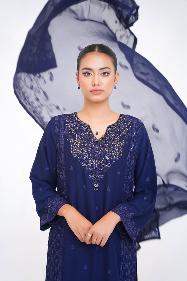 Husan e Jahan - Luxury Chiffon Outfit with Chiffon Dupatta And Plazzo - Ready to Wear - V1