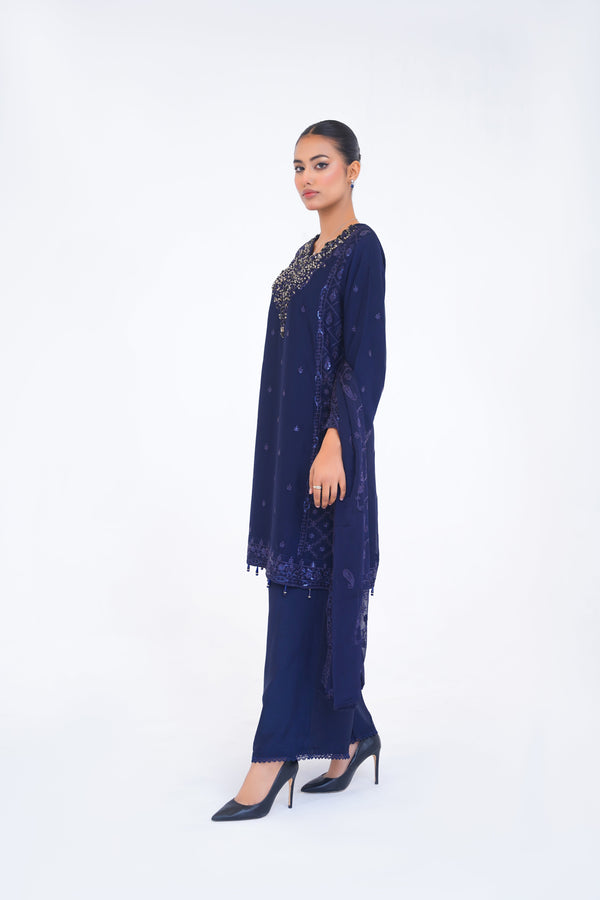 Husan e Jahan - Luxury Chiffon Outfit with Chiffon Dupatta And Plazzo - Ready to Wear - V1