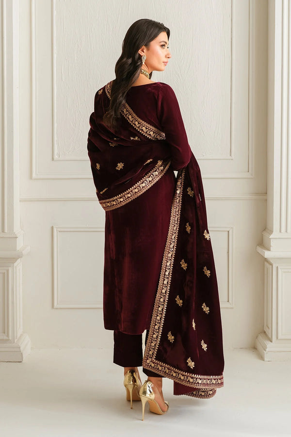 Rozi - Luxury Velvet Outfit with Embroidered Velvet ShawL