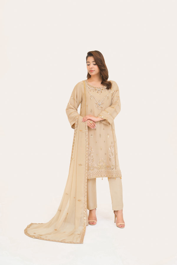 Husan e Jahan - Luxury Chiffon Outfit with Chiffon Dupatta - Ready to Wear - V1 - Eid25 - 08