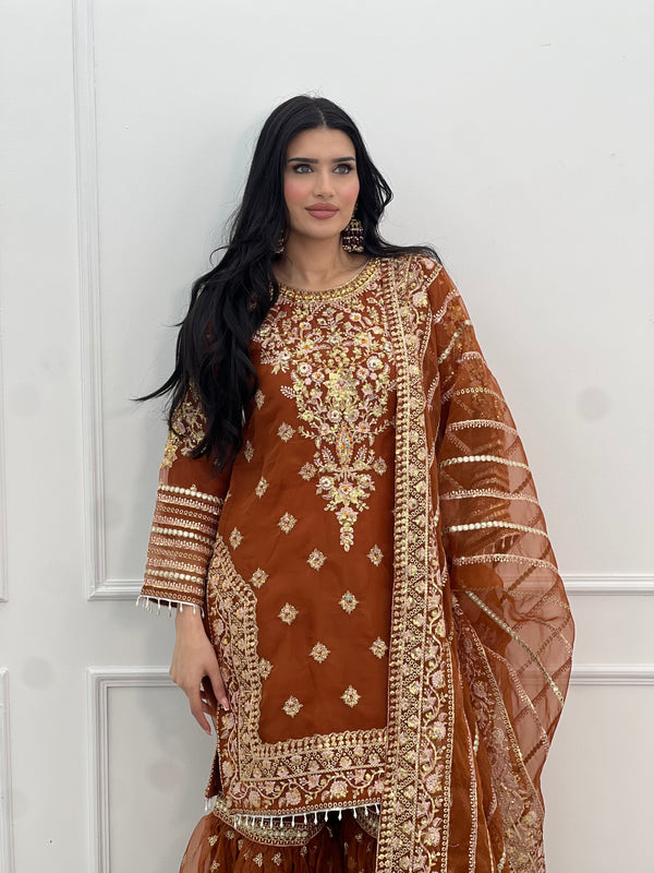 Tehwar - V4 - Luxury Festive Collection with Gharara - Organza - Ready to Wear -  SD10