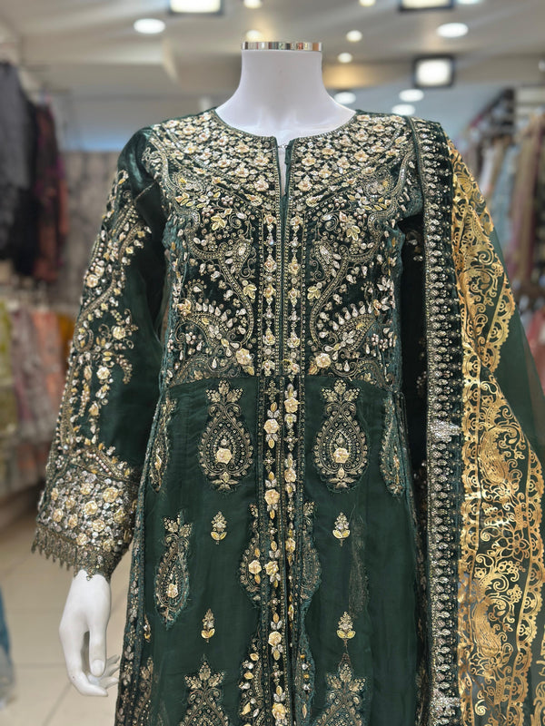 Tehwar- Luxury Organza Maxi Outfit with organza Dupatta-Ready To Wear TehV8D1