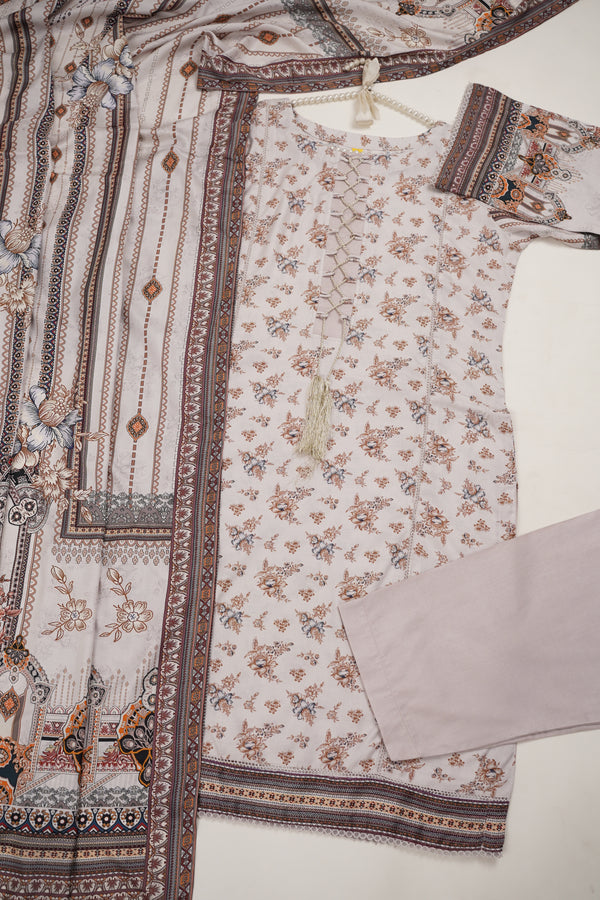 Rozi - Linen Printed Suit with Linen Dupatta  - Winter Collection