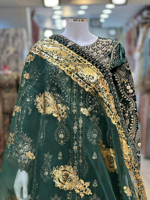 Tehwar- Luxury Organza Maxi Outfit with organza Dupatta-Ready To Wear TehV8D1