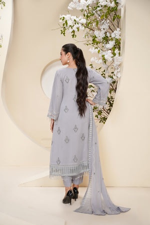 Husan e Jahan - Luxury Chiffon Outfit with Chiffon Dupatta - Ready to Wear - Eid25 - HEJGreyV3D2