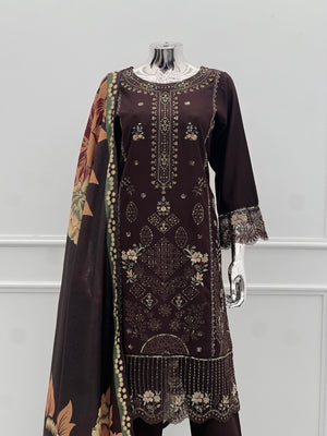 Budget Wear - Embroidered Dhanak Outfit- Ready to Wear -SD-SA05