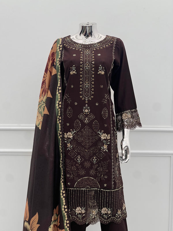 Budget Wear - Black Embroidered Dhanak Outfit- Ready to Wear -SD-SA05