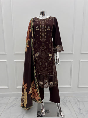 Budget Wear - Embroidered Dhanak Outfit- Ready to Wear -SD-SA05
